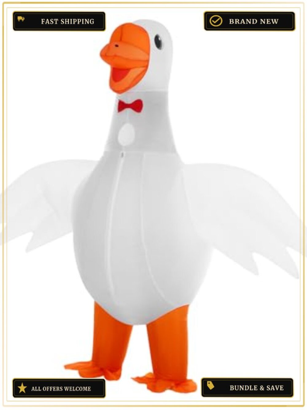 Adult Inflatable Goose Costume Polyester Full Body Suit with Power Box